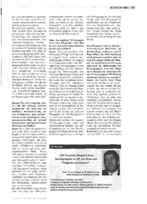 Vorschauseite 2: Neue Berufsgruppen im OP, um Arzte und Pflegende zu entlasten!
