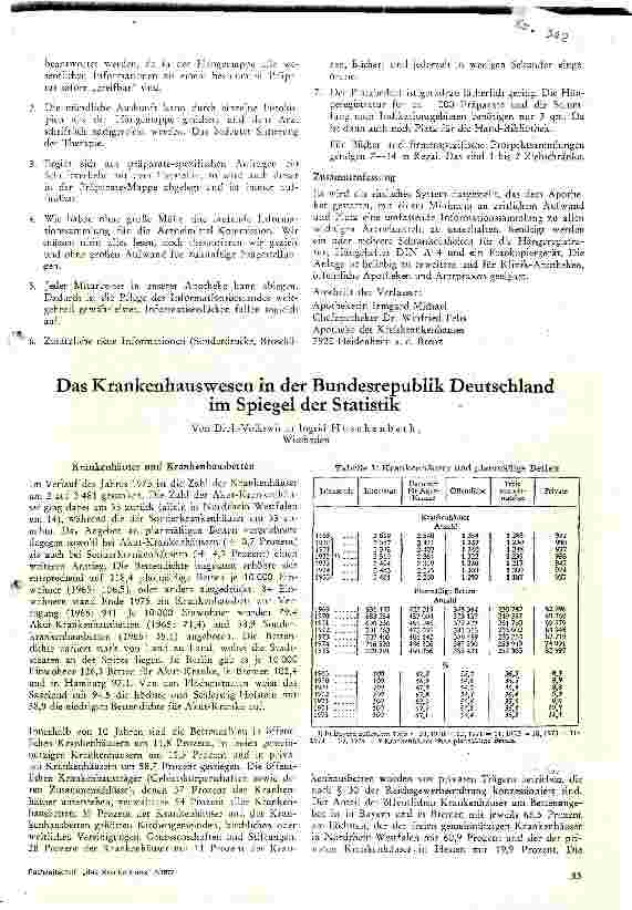 Vorschauseite 1: Das Krankenhauswesen der BRD im Spiegel der Statistik