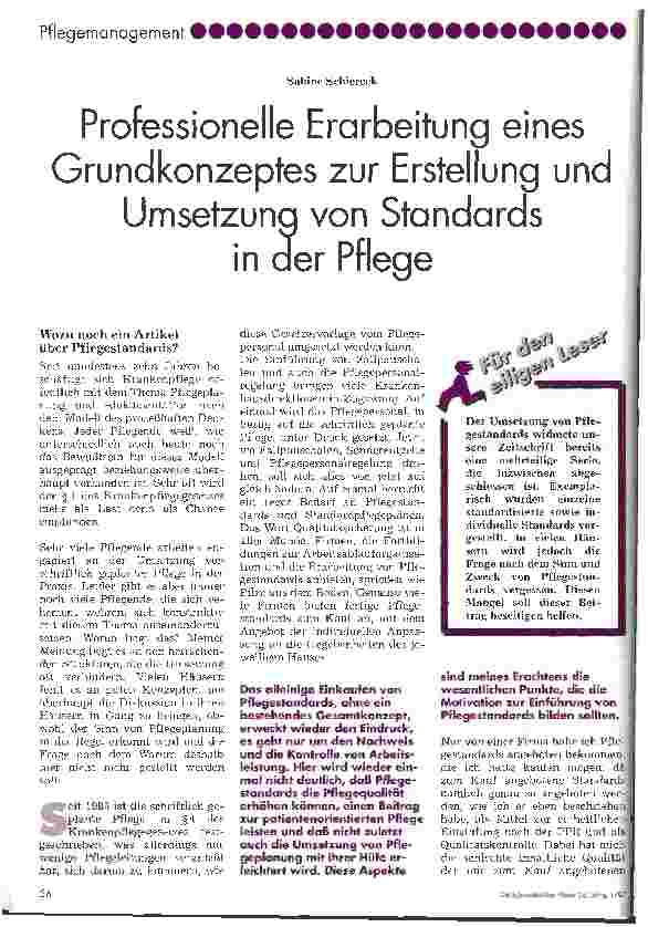 Vorschauseite 1: Professionelle Erarbeitung eines Grundkonzeptes zur Erstellung und Umsetzung von Standards in der Pflege