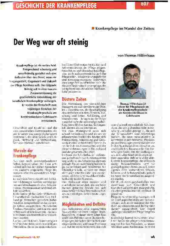 Vorschauseite 1: Der Weg war oft steinig Krankenpflege im Wandel der Zeiten