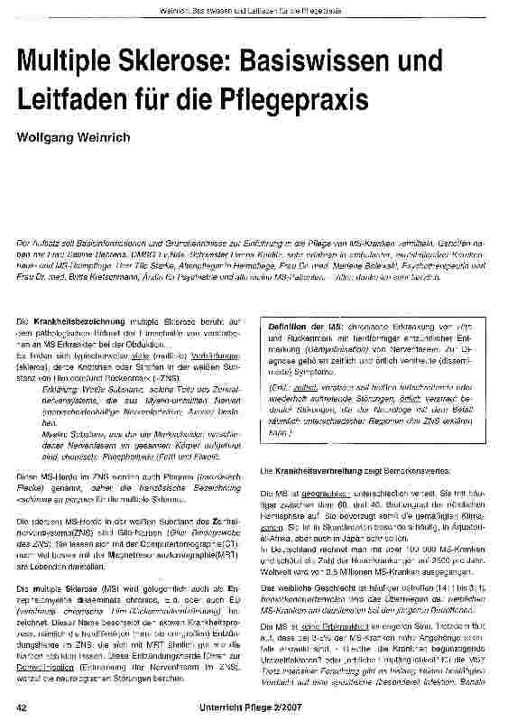 Vorschauseite 1: Multiple Sklerose: Basiswissen und Leitfaden für die Pflegepraxis