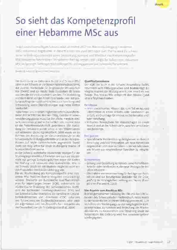 Vorschauseite 1: So sieht das Kompetenzprofil einer Hebamme MSc aus
