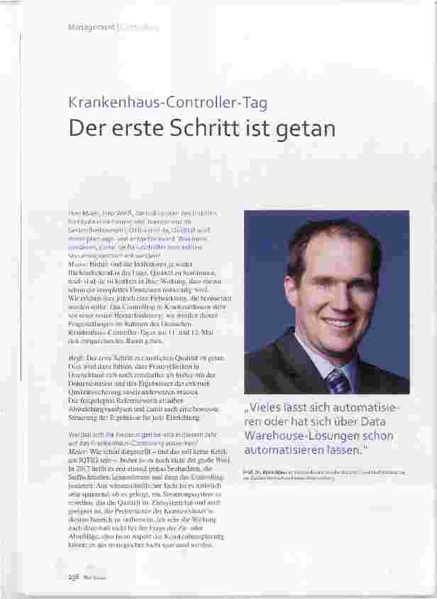 Vorschauseite 1: Krankenhaus-Controller-Tag Der erste Schritt ist getan