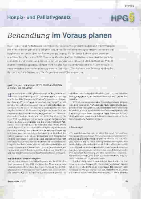 Vorschauseite 1: Behandlung im Voraus planen