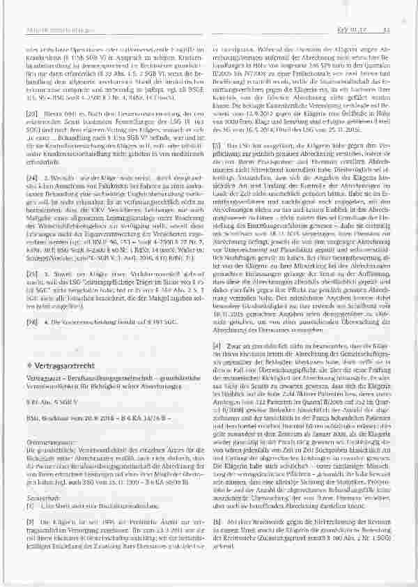 Vorschauseite 1: Vertragsarztrecht Vertragsarzt Berufsausübungsgemeinschaft grundsätzliche Verantwortlichkeit für Richtigkeit seiner Abrechnungen