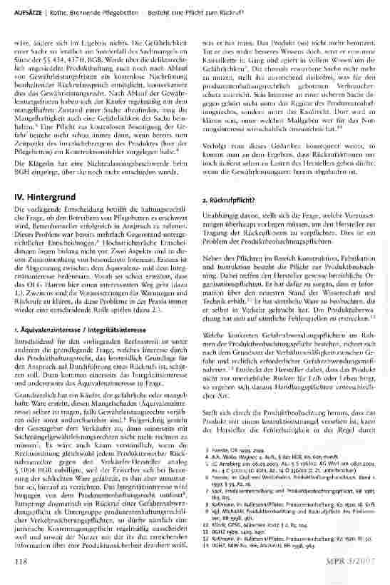 Vorschauseite 2: Brennende Pflegebetten - Besteht eine Pflicht zum Rückruf?
