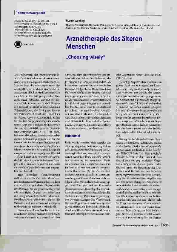 Vorschauseite 1: Arzneitherapie des älteren Menschen