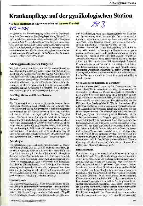 Vorschauseite 1: Krankenpflege auf der gynäkologischen Station
