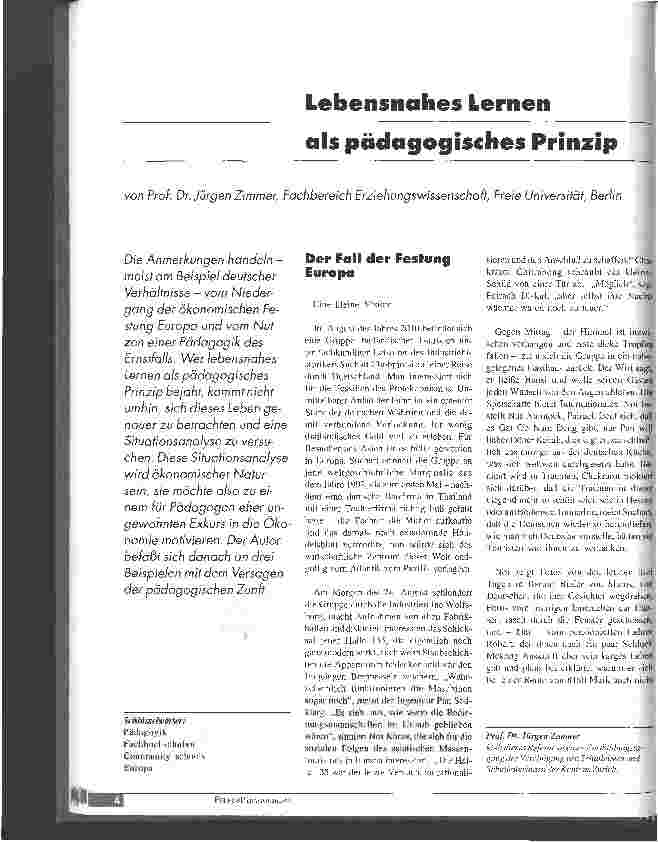 Vorschauseite 1: Lebensnahes Lernen als pädagogisches Prinzip