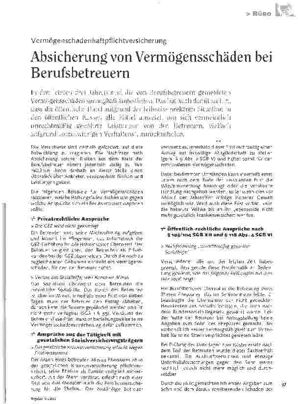 Vorschauseite 1: Absicherung von Vermögensschäden bei Berufsbetreuern