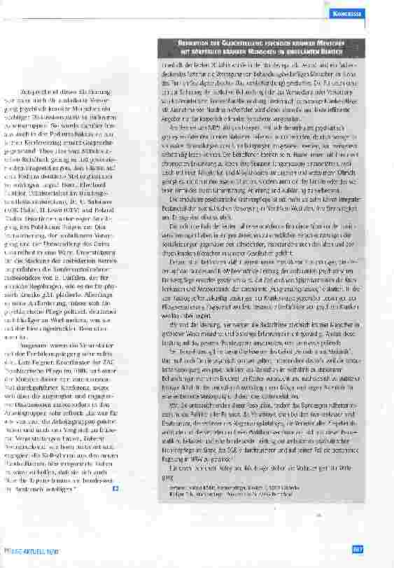 Vorschauseite 2: Perspektiven psychiatrischer Pflege 9. Fortbildungstagung der Zentralen Arbeitsgruppe Psychiatrie im DBfK