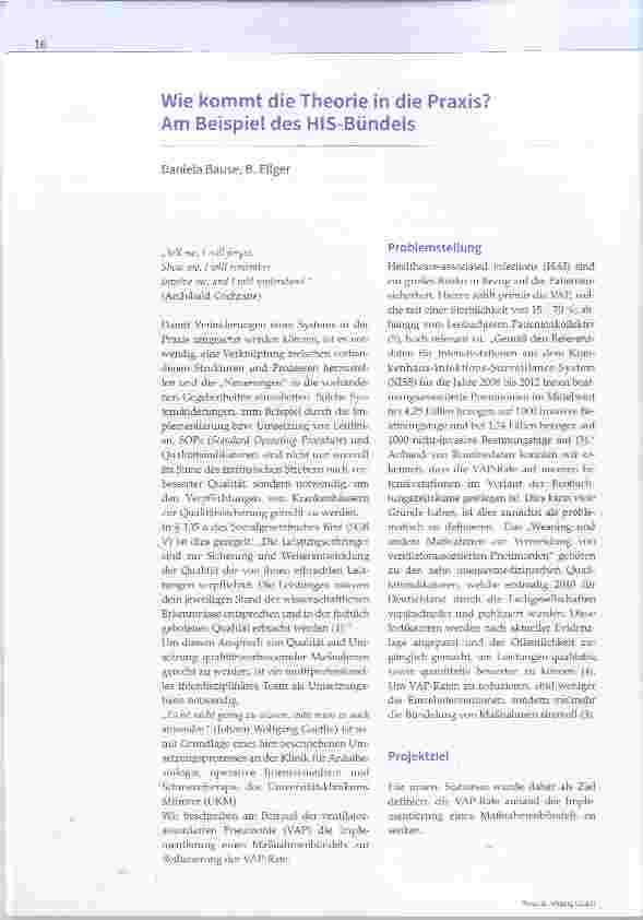 Vorschauseite 1: Wie kommt die Theorie in die Praxis?Am Beispiel des HIS-Bündels