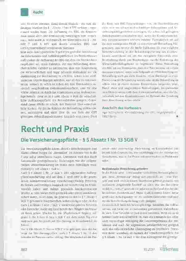Vorschauseite 1: Die Versicherungspflicht - § 5 Absatz 1 Nr. 13 SGB V