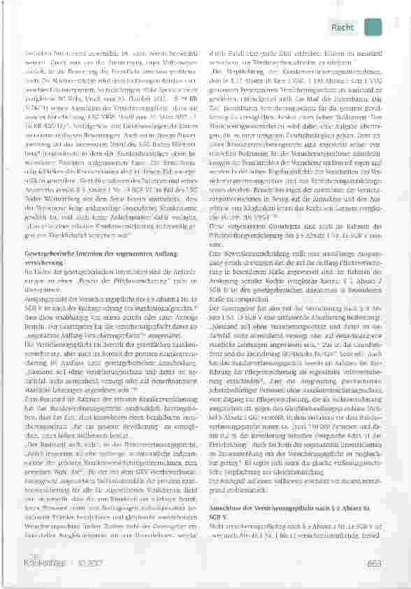 Vorschauseite 2: Die Versicherungspflicht - § 5 Absatz 1 Nr. 13 SGB V