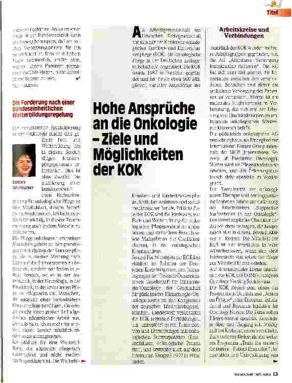 Vorschauseite 2: Pflege in der Onkologie - wo liegen die Brennpunkte?