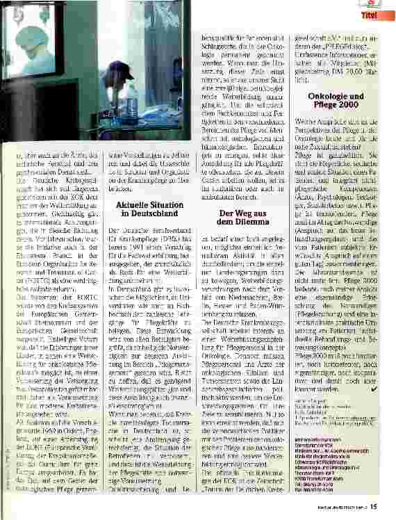 Vorschauseite 4: Pflege in der Onkologie - wo liegen die Brennpunkte?