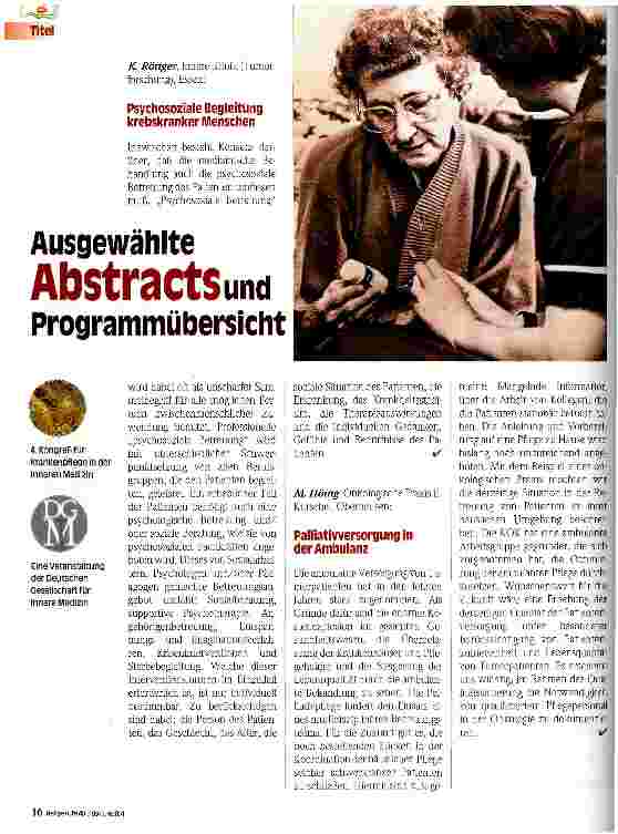 Vorschauseite 5: Pflege in der Onkologie - wo liegen die Brennpunkte?