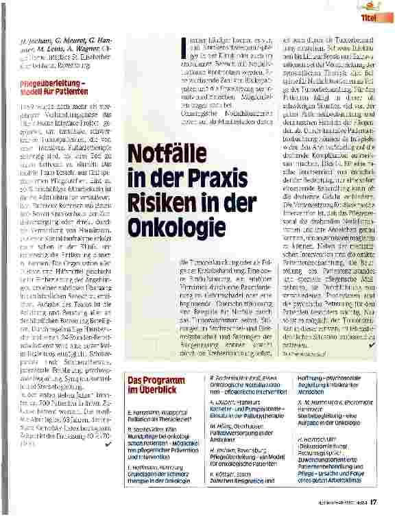 Vorschauseite 6: Pflege in der Onkologie - wo liegen die Brennpunkte?