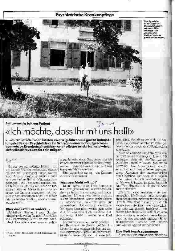Vorschauseite 1: Ich möchte, daß ihr mit uns hofft Seit 20 Jahren Patient