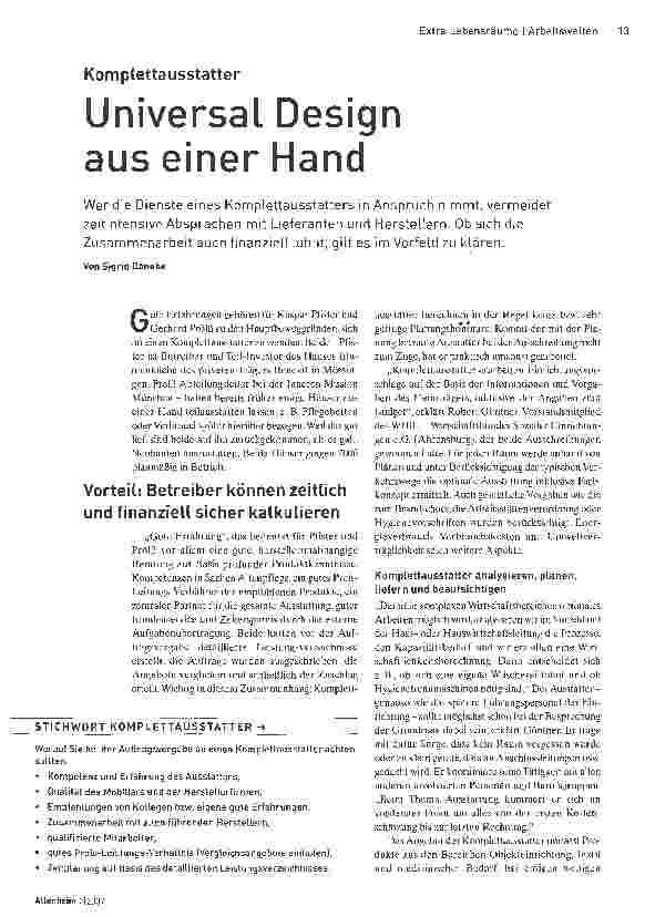 Vorschauseite 1: Komplettausstatter - Universal Design aus einer Hand