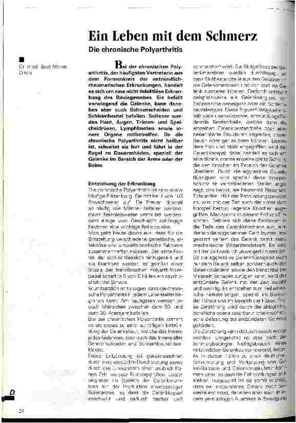 Vorschauseite 1: Ein Leben mit dem Schmerz Die chronische Polyathritis