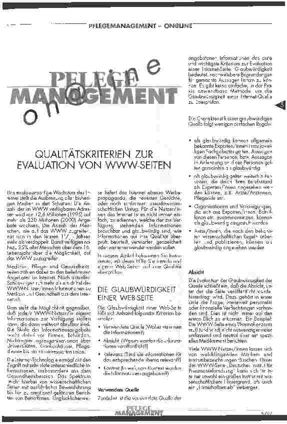Vorschauseite 1: Qualitätskriterien zur Evaluation von WWW-Seiten