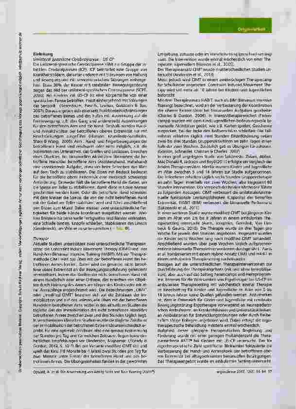Vorschauseite 2: Die Anwendung von Ability Skill and Task Training (ASTT®) bei Kindern mit unilateral-spastischer Cerebralparese zur Förderung des Erwerbs alltagsorientierter bimanueller Aktivität…