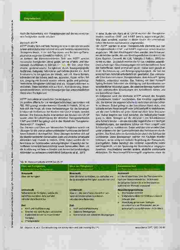 Vorschauseite 3: Die Anwendung von Ability Skill and Task Training (ASTT®) bei Kindern mit unilateral-spastischer Cerebralparese zur Förderung des Erwerbs alltagsorientierter bimanueller Aktivität…