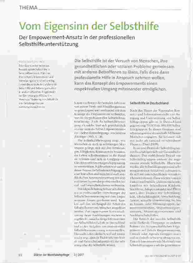 Vorschauseite 1: Vom Eigensinn der Selbsthilfe