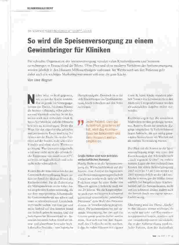 Vorschauseite 1: So wird die Speisenversorgung zu einem Gewinnbringer für Kliniken