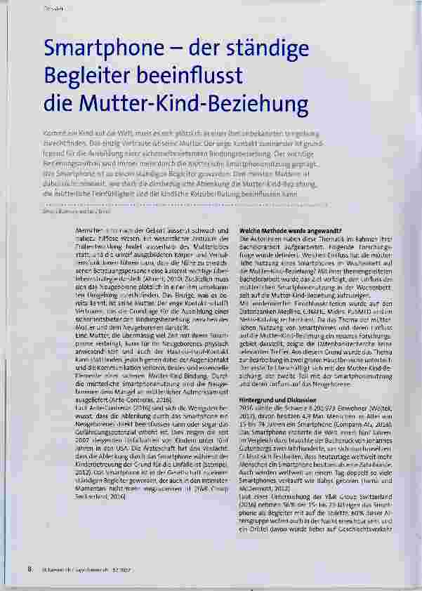 Vorschauseite 1: Smartphone - der ständige Begleiter beeinflusst die Mutter-Kind-Beziehung