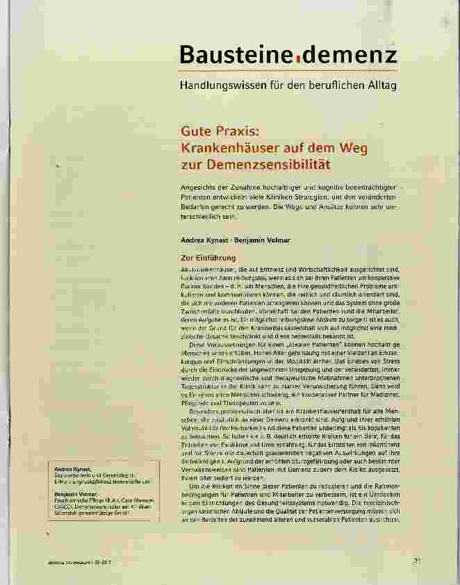 Vorschauseite 1: Gute Praxis: Krankenhäuser auf dem Weg zur Demenzsensibilität