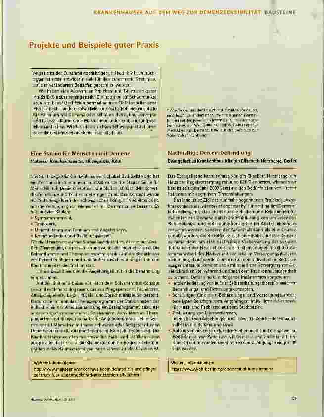 Vorschauseite 3: Gute Praxis: Krankenhäuser auf dem Weg zur Demenzsensibilität