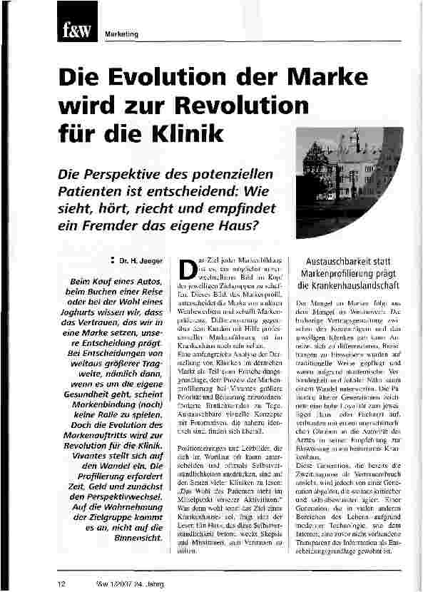 Vorschauseite 1: Die Evolution der Marke wird zur Revolution für die Klinik