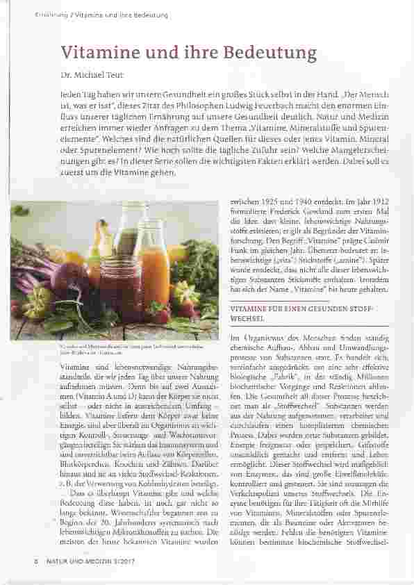 Vorschauseite 1: Vitamine und ihre Bedeutung