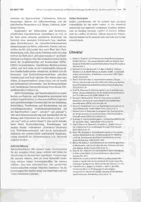 Vorschauseite 3: Gesundheitskompetenz und Wahlentscheidungen bei öffentlichen QualitätsvergleichenHealth literacy and choice situations based on public reporting of quality data