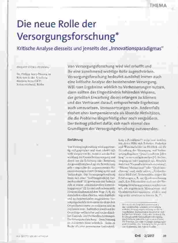 Vorschauseite 1: Die neue Rolle der Versorgungsforschung