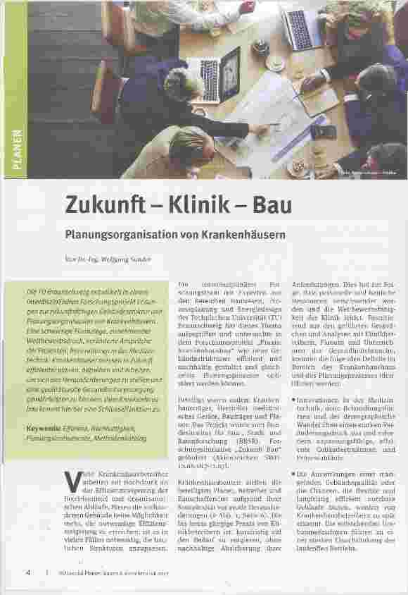 Vorschauseite 1: Zukunft Klinik Bau Planungsorganisation von Krankenhäusern