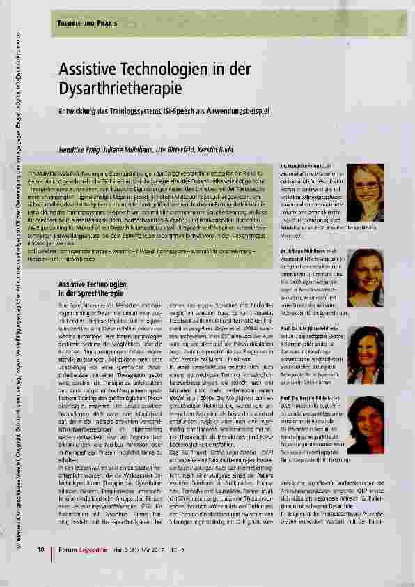 Vorschauseite 1: Assistive Technologien in der Dysarthrietherapie