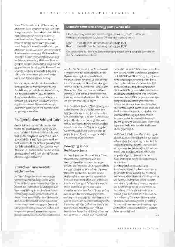 Vorschauseite 2: Ärzteversorgung: Erneuter Anstieg der Renten und Anwartschaften um 0,5 %