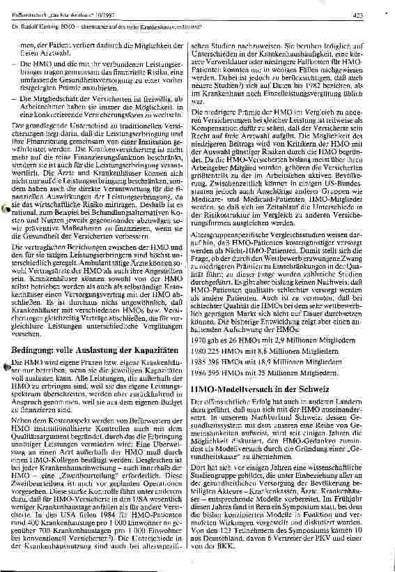 Vorschauseite 2: HMO - übertragbar auf deutsche Krankenhausverhältnisse