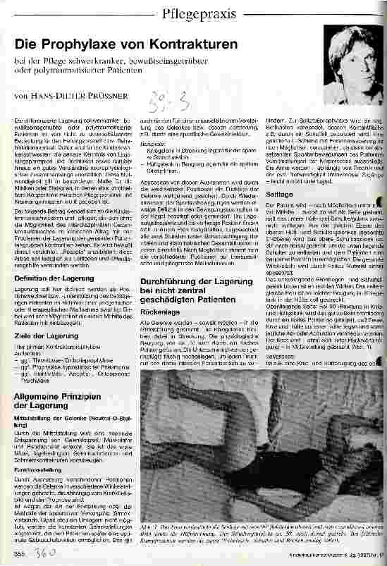 Vorschauseite 1: Die Prophylaxe von Kontrakturen bei der Pflege schwerkranker, bewußtseinsgetrübter Patienten
