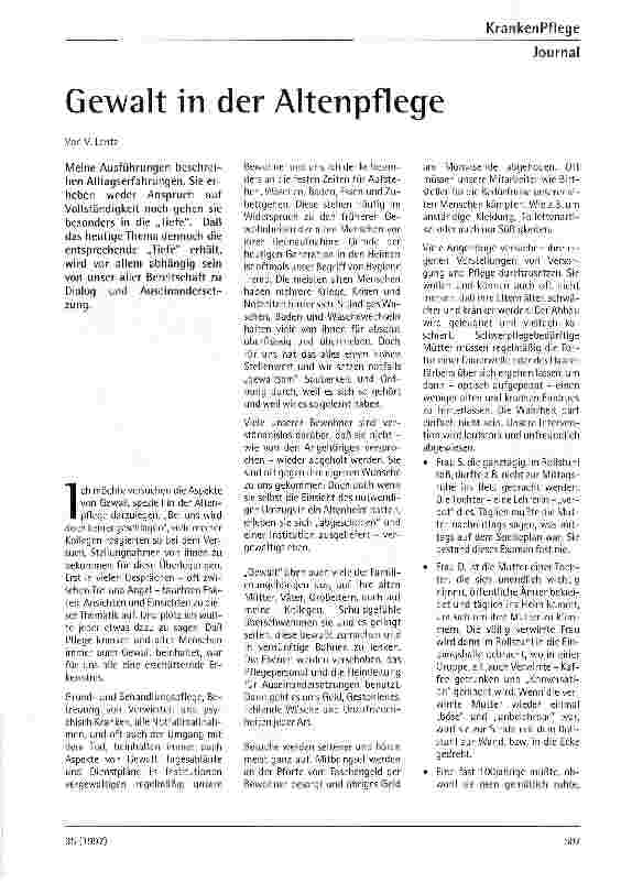 Vorschauseite 1: Gewalt in der Altenpflege