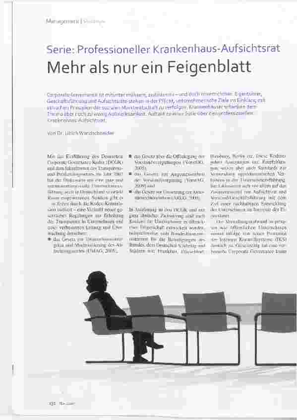 Vorschauseite 1: Serie: Professioneller Krankenhaus-Aufsichtsrat Mehr als nur ein Feigenblatt