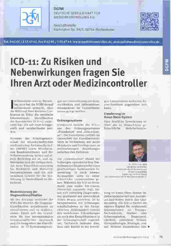 Vorschauseite 1: ICD-11: Zu Risiken und Nebenwirkungen fragen Sie Ihren Arzt oder Medizincontroller