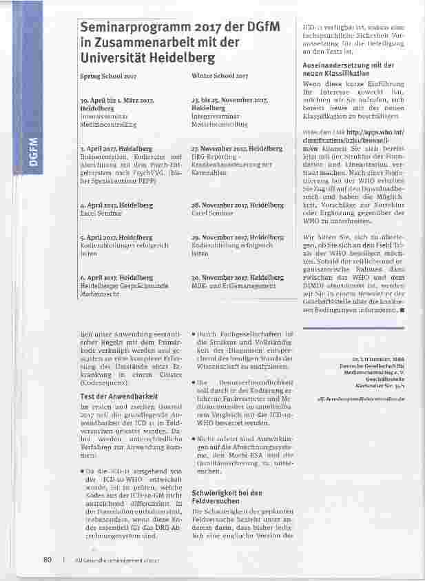 Vorschauseite 2: ICD-11: Zu Risiken und Nebenwirkungen fragen Sie Ihren Arzt oder Medizincontroller