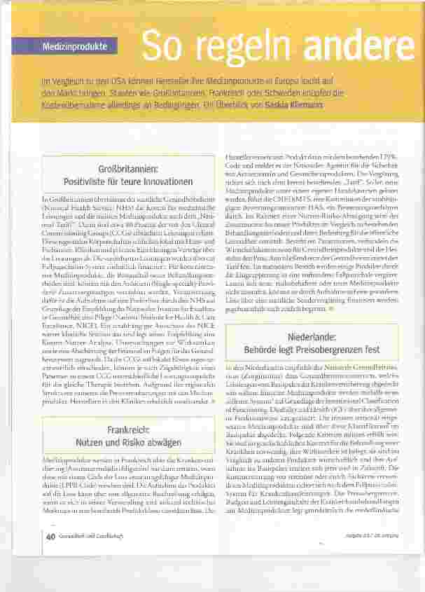 Vorschauseite 1: So regeln andere Länder die Finanzierung