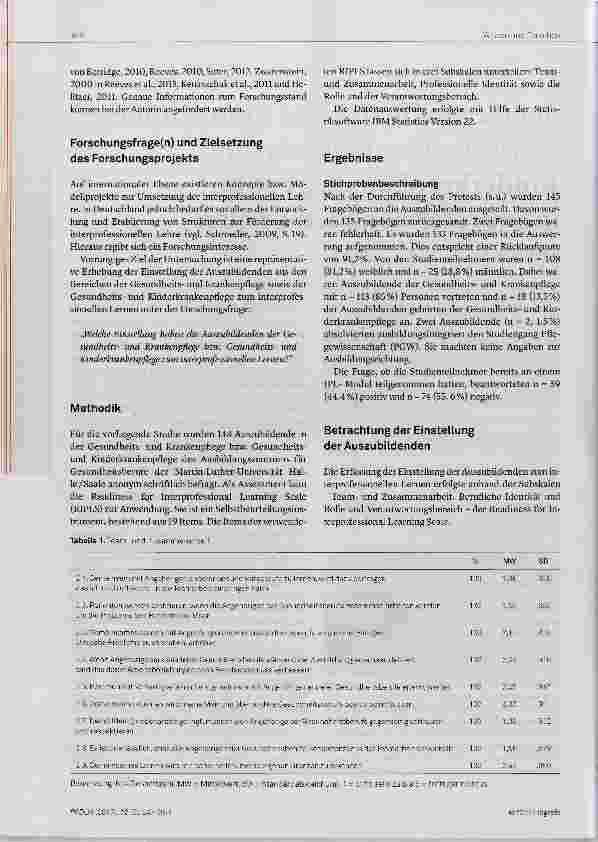Vorschauseite 2: Die Einstellung von Auszubildenden der Gesundheitsund Krankenpflege sowie der Gesundheitsund Kinderkrankenpflege zum interprofessionellen Lernen