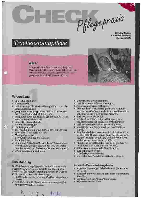 Vorschauseite 1: Tracheostomapflege Check Pflegepraxis