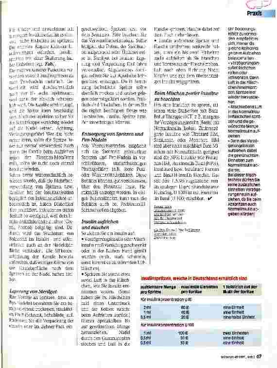 Vorschauseite 2: Tips zur Insulininjektion